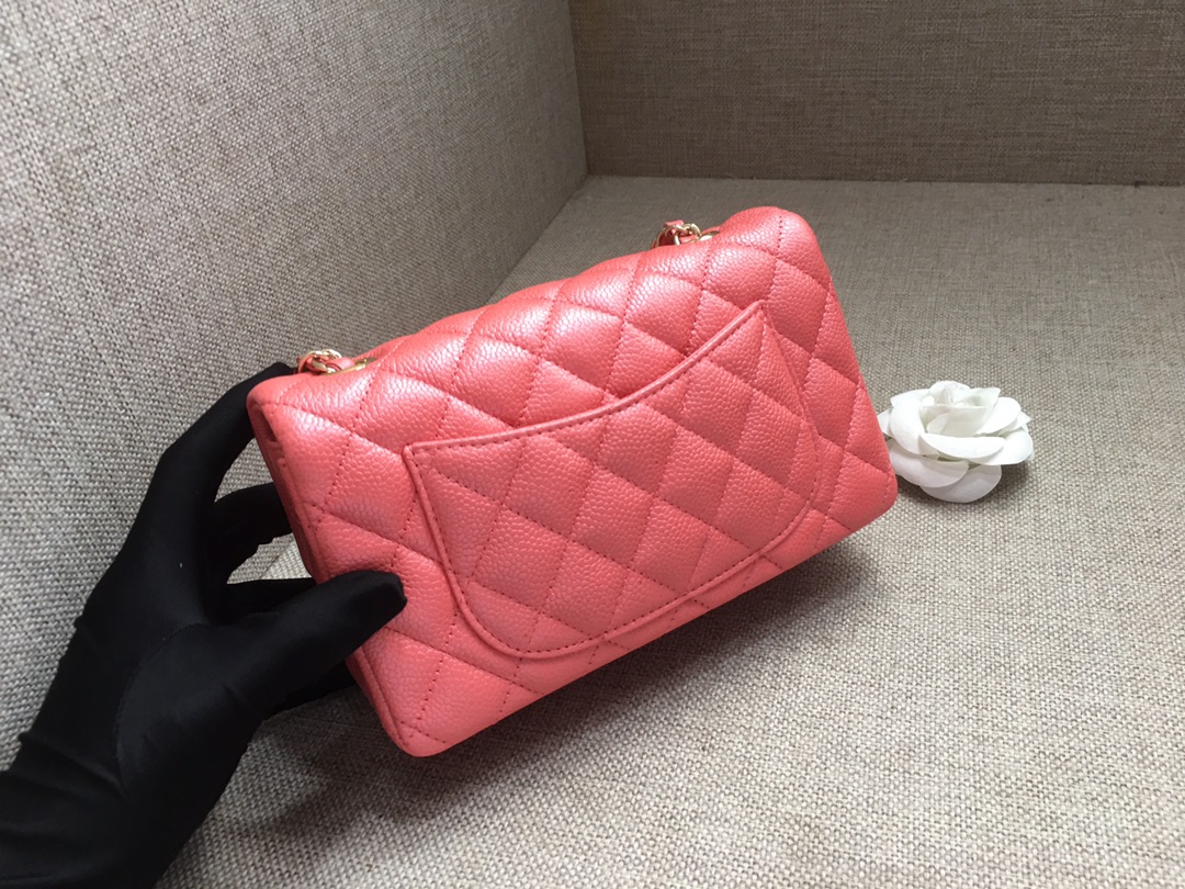 Small Classic Flap Caviar Bag A01116 Rose Pink/Gold